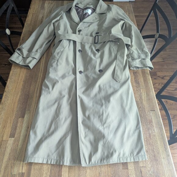 Men's Bill Blass Khaki Trench Coat w/ Wool Lining Size XL - Picture 5 of 11